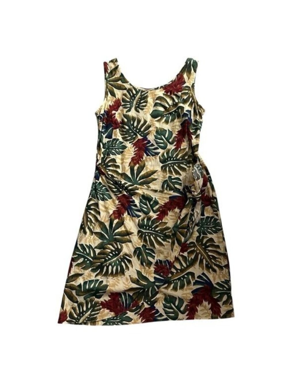 VTG Hilo Hattie Hawaiian Original Faux Wrap Dress Small Monstera Tropical Beach